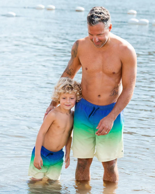 Maillots De Bain Dégradé Bleu, Vert Et Citron Vert - G30NB11_000- 2 à 10 ans