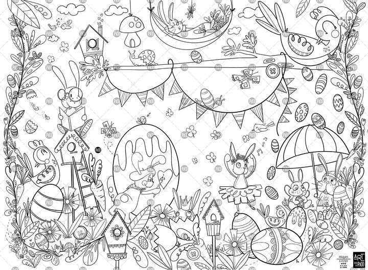 Coloriage géant - Pâques