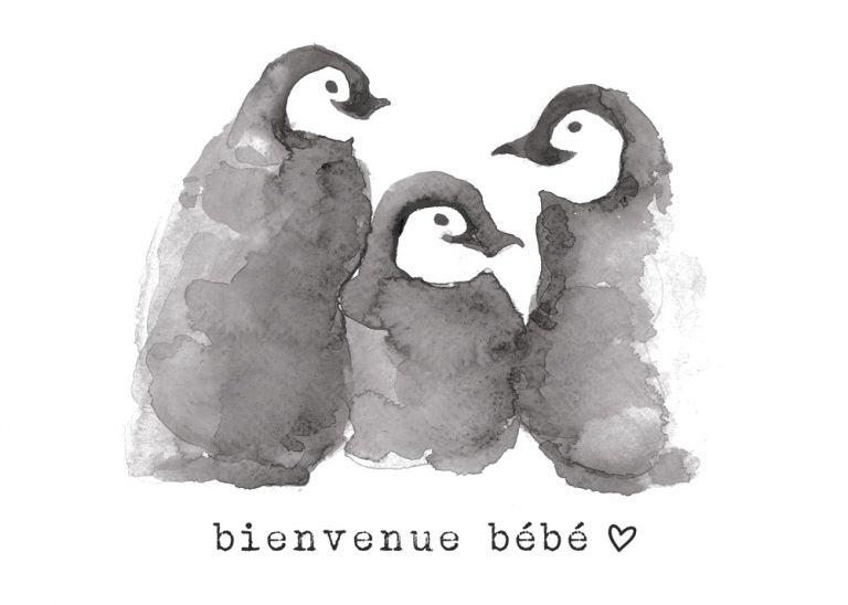 Carte avec illustration à l'aquarelle - Bienvenu bébé