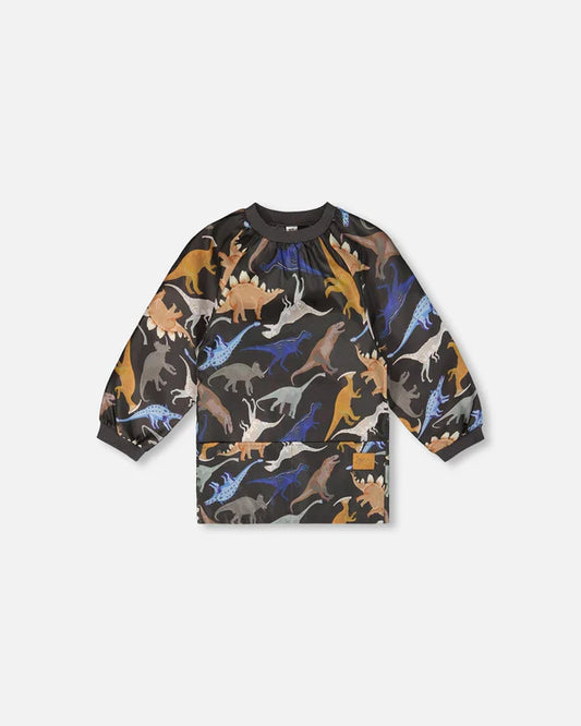 Tablier Scolaire Noir H20ZTA_026 - Imprimé Dinosaures