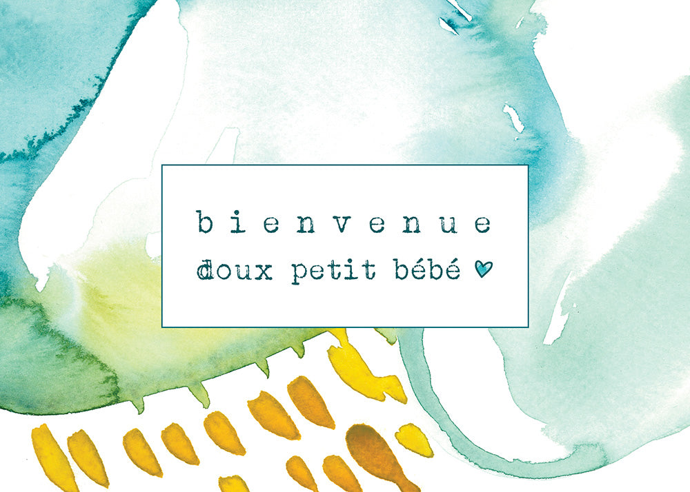 Carte avec illustration à l'aquarelle - Bienvenue doux petit bébé