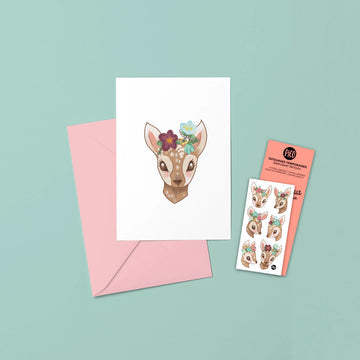 Carte de souhaits - Les petits faons