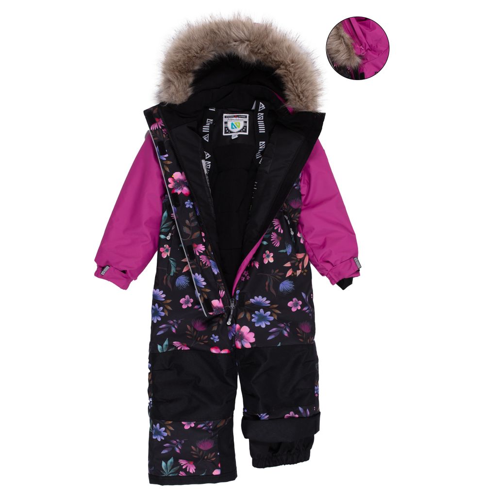 Habit de Neige 1 Pièce - Rose et noir - F25M662 - 2 à 10 ans