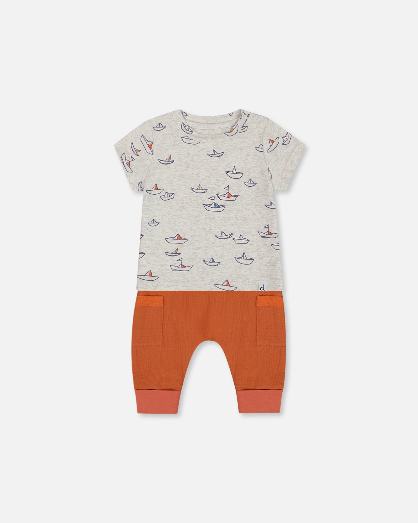 Ensemble chandail en coton organique et pantalon en mousseline - G30D10_864 - 3 à 24 mois