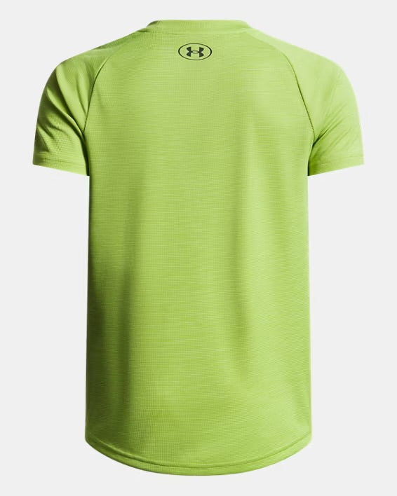 UA Tech Textured Boys' Short Sleeve Vert/Noir - 7 à 14 ans