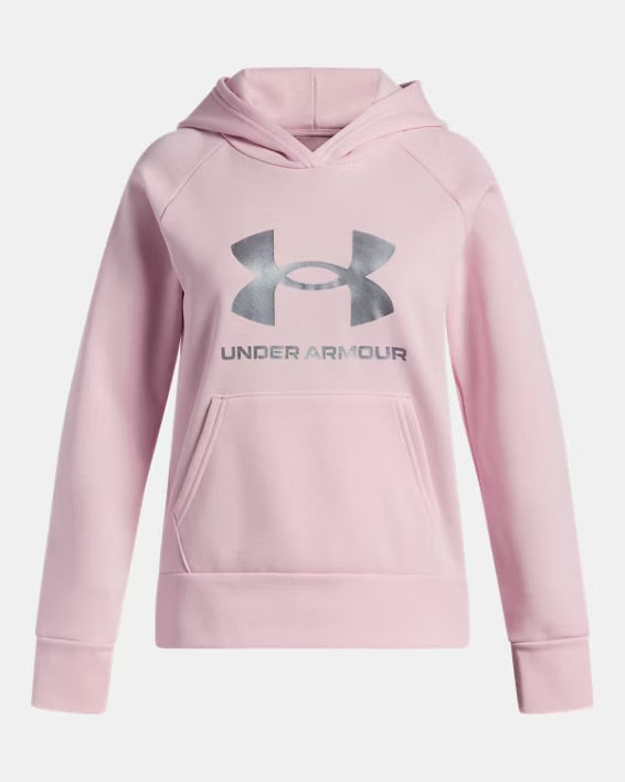 UA Girls' UA Rival Fleece Shimmer Hoodie Rose/Irridescent - 7 à 14 ans