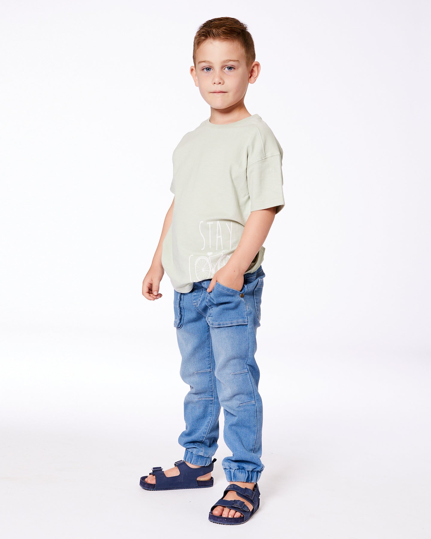 Jogger en french terry en denim - G30YB22-125 - 2 à 12 ans