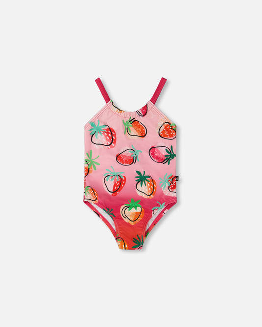 Maillot De Bain une Pièce Imprimé fraises - G30NG51_000-  2 à 8 ans