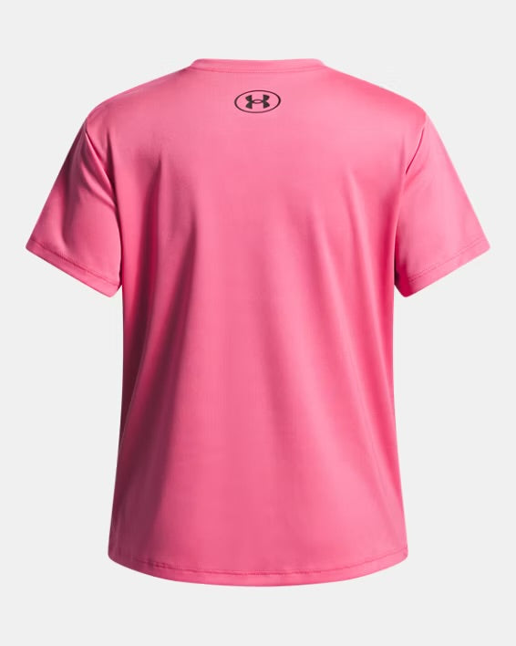UA Girls' UA Tech Print Fill Short Sleeve Super Rose - 7 à 14 ans