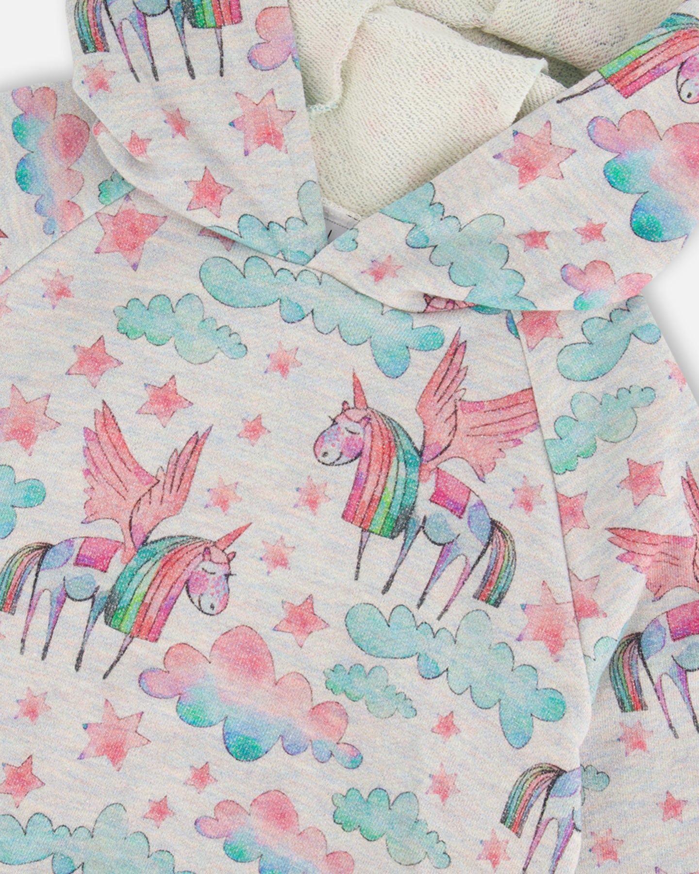 Chandail à capuchon Imprimée de licornes - Ma licorne d’argent - G20G31-000 - 2 à 8 ans