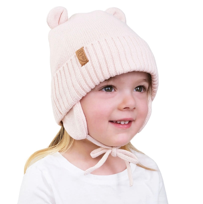 Tuque d’hiver - Ours - Rose pâle - 3 mois à 5 ans