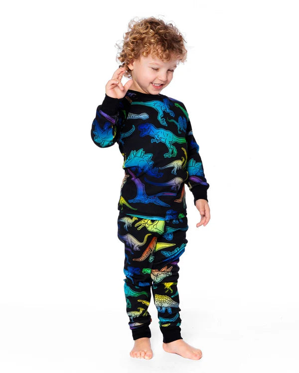 Pyjama Deux Pièces Noir Imprimé Dinosaures En Coton Biologique H20PB10-064 - 2 à 10 ans