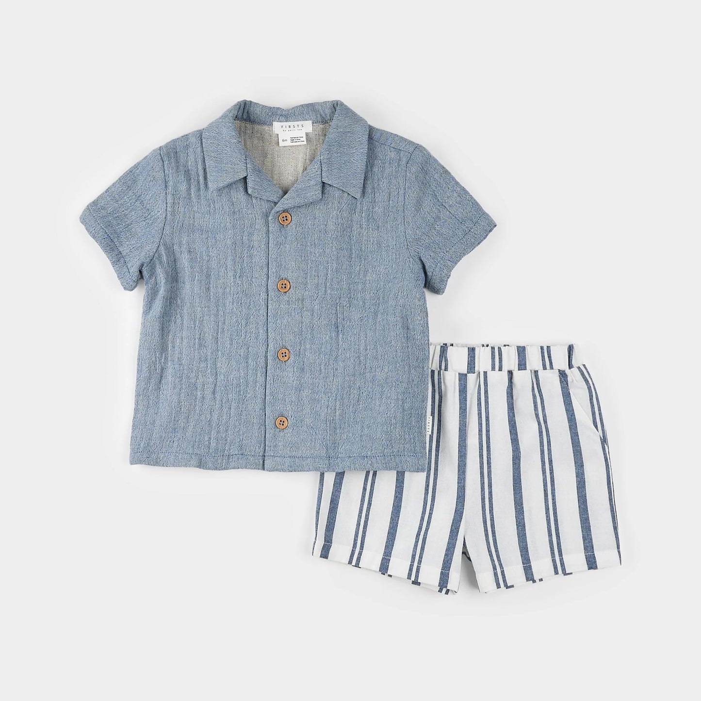 Ensemble 2 pièces chemise et culotte courte - Bleu - 3 à 24 mois