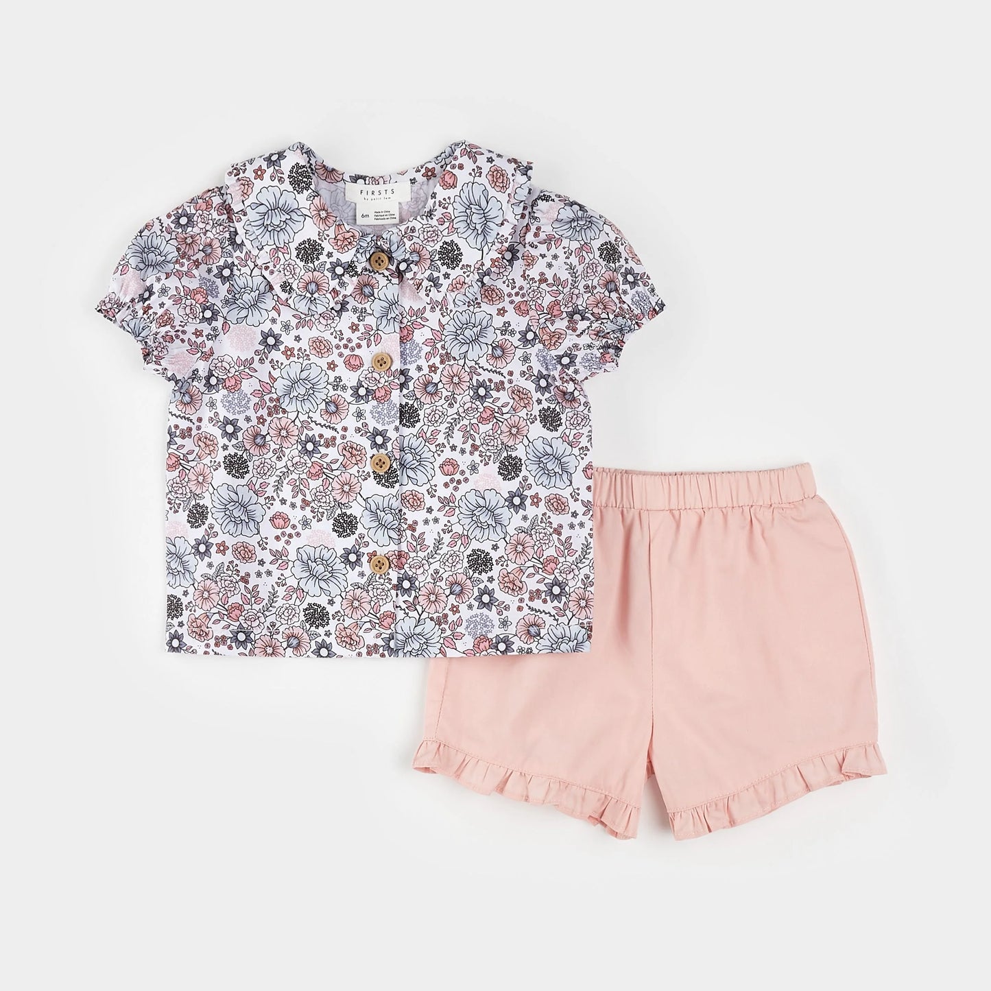 Ensemble 2 pièces chemisier et culotte courte - Rose - 3 à 24 mois