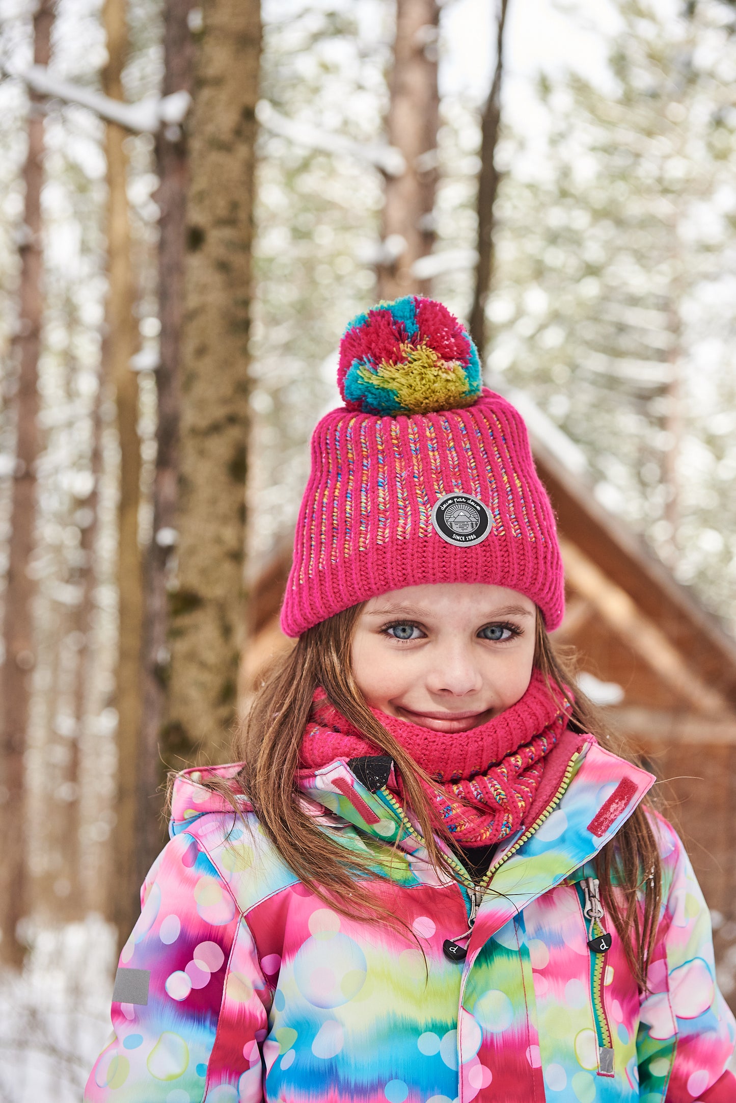 Tuque d’hiver en tricot - Rose & Arc-en-ciel - G10ZE01-000 - 2/4 à 5/8 ans