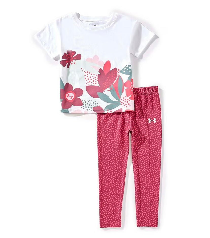 Ensemble chandail et legging - Rose fuchsia à pois- 4 à 7 ans