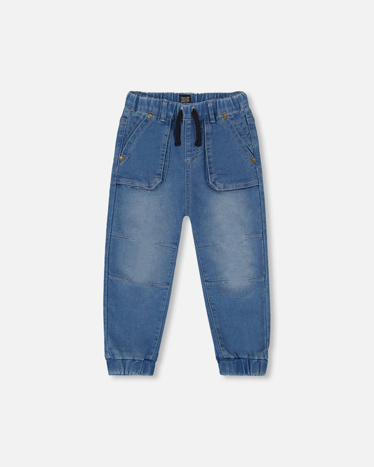 Jogger en french terry en denim - G30YB22-125 - 2 à 12 ans