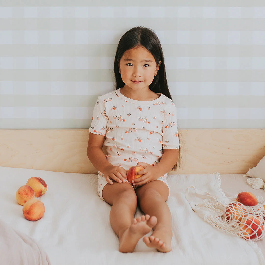 Ensemble de pyjama côtelés court corail à imprimé d’agrumes - 2 à 6X ans