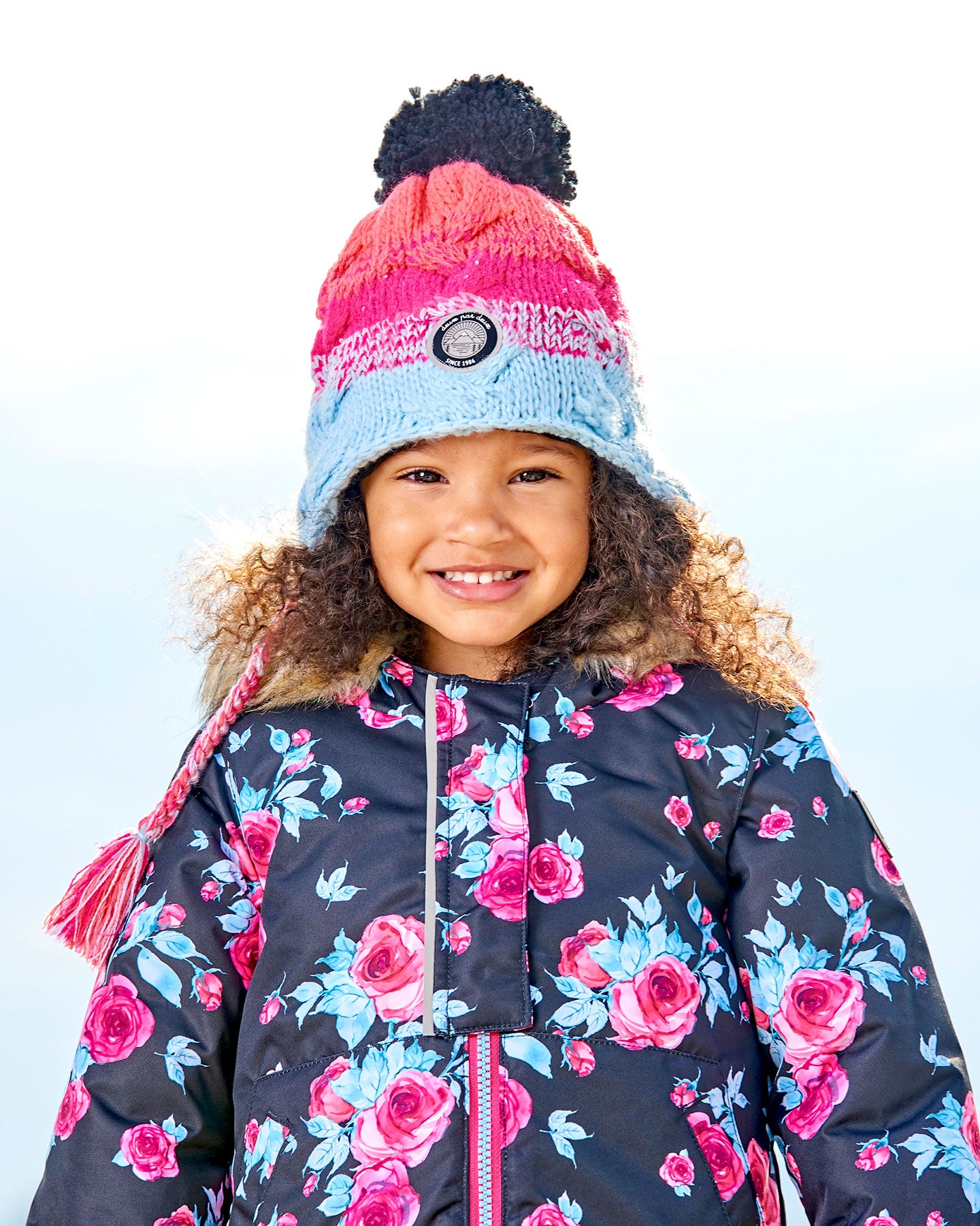 Tuque d’hiver en tricot avec oreille - Rayures - G10ZJ02-000 - 2/4 à 5/8 ans