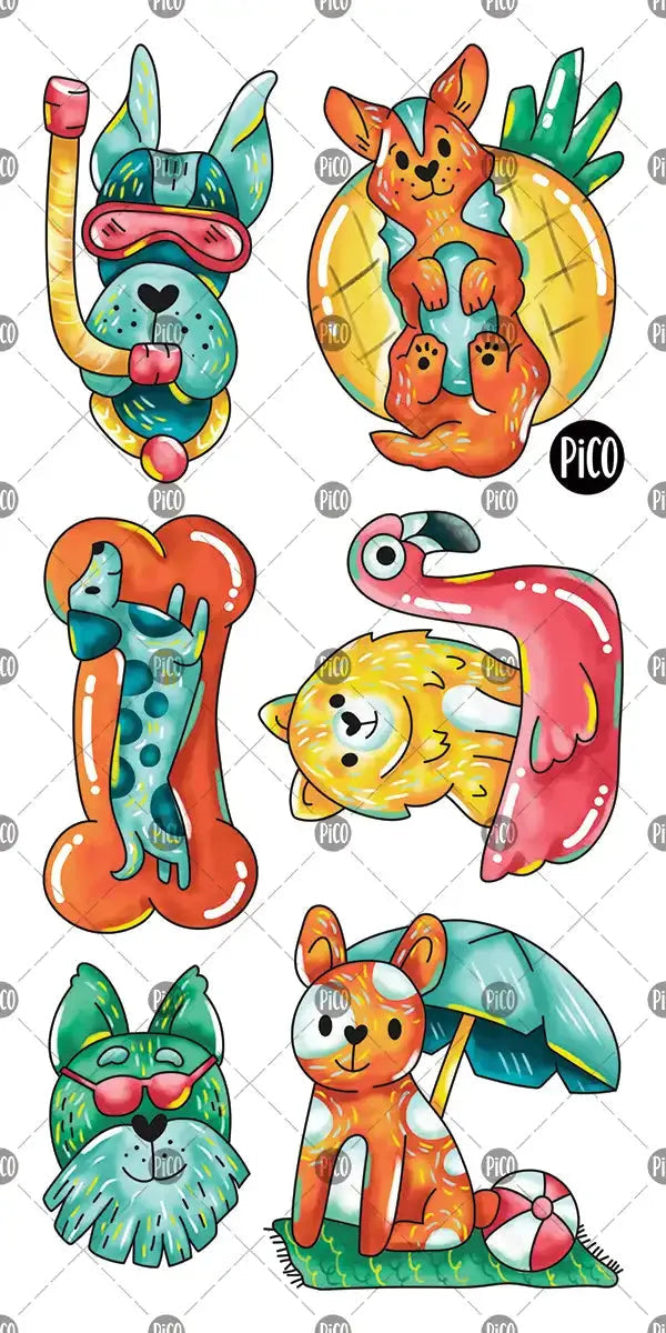 Tatouages - Les chiens à la plage