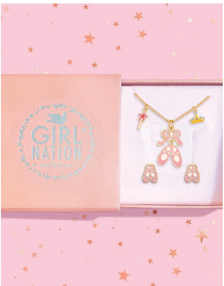 COFFRET CADEAU COLLIER & BOUCLES D'OREILLES - CHAUSSONS DE BALLET