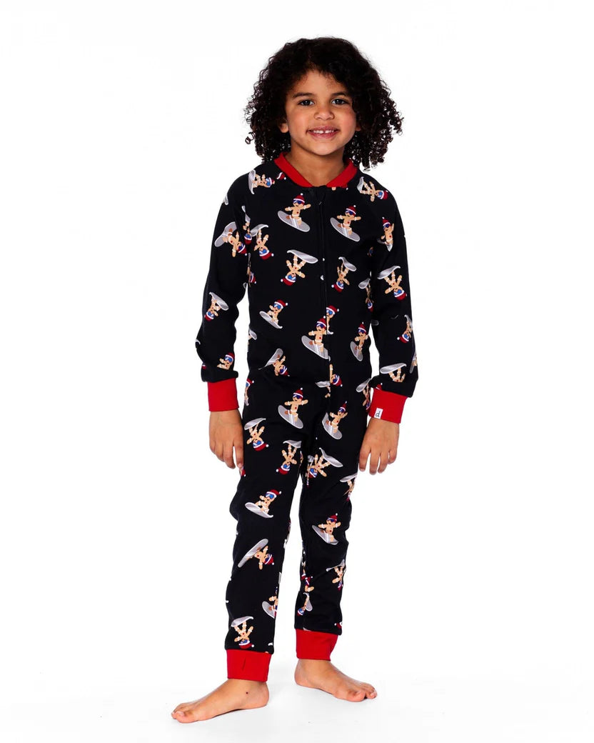 Pyjama Une Pièce En Interlock De Coton Biologique Noir Imprimé Biscuits H20PB40-067 - 2 à 10 ans