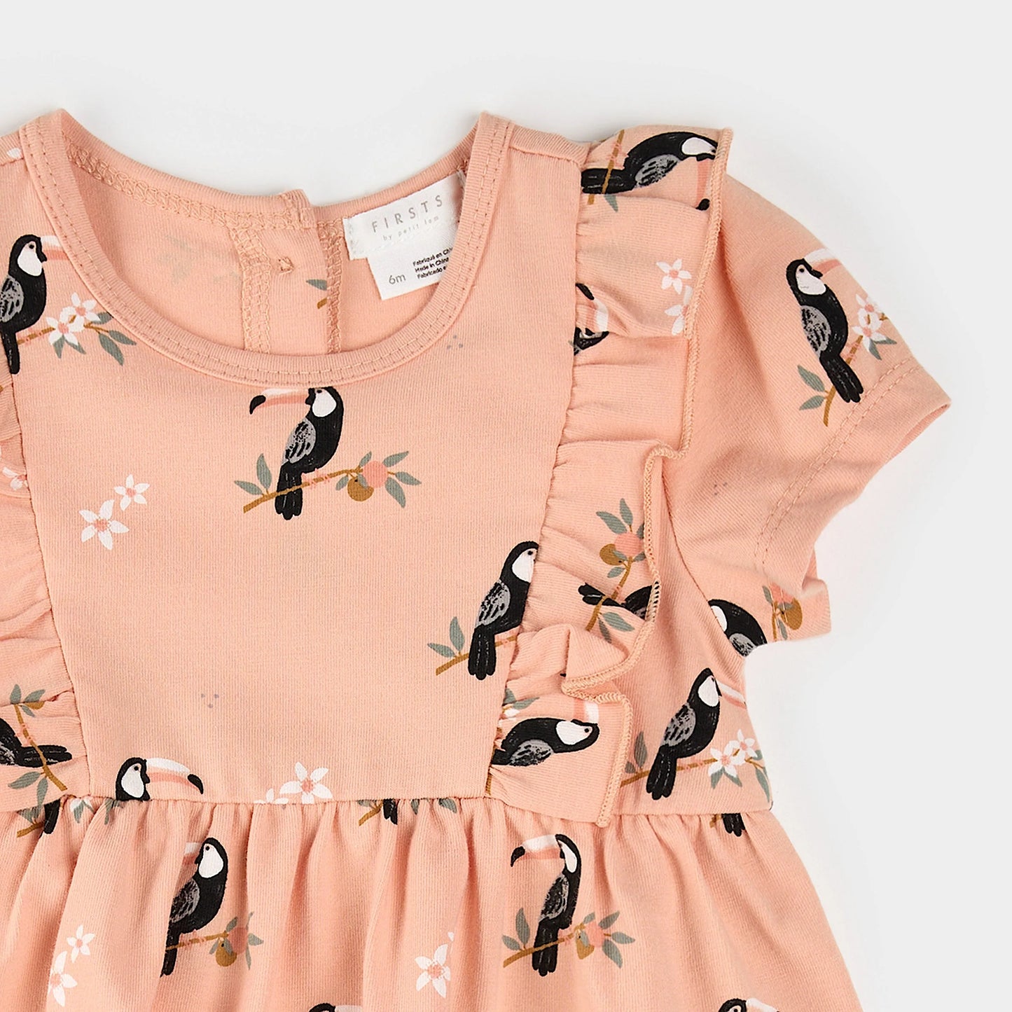 Robe imprimé de toucans - Corail - 3 à 24 mois
