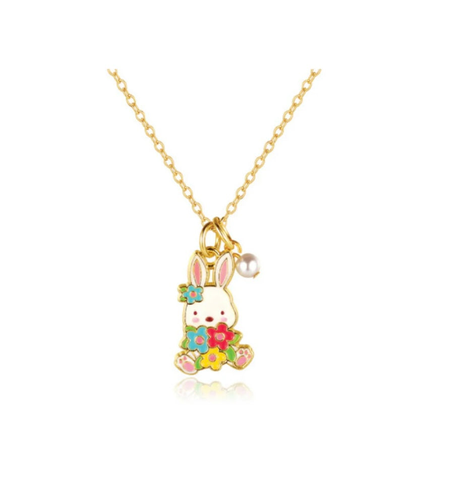 Collier fantaisie - LAPIN ET FLEURS - GIRL NATION - 5ans+