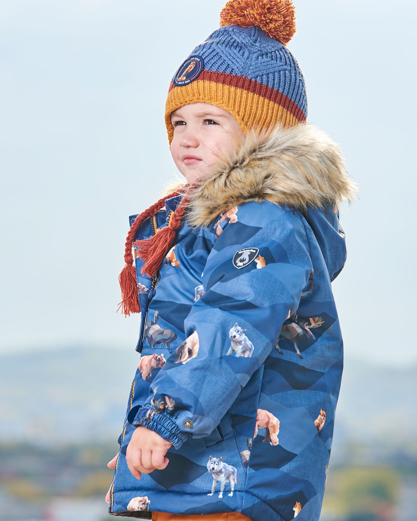 Tuque d’hiver en tricot avec oreille - Rayures - G10ZP02-000 - 2/4 à 5/8 ans
