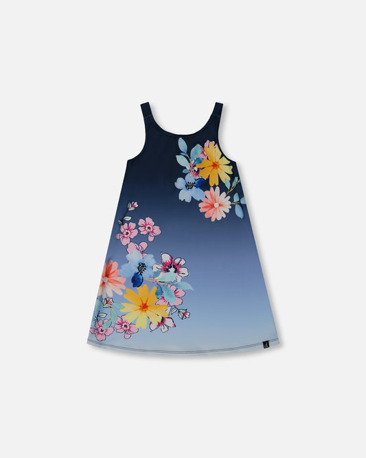 Robe maillot Imprimés Marine Et Fleurs Jaunes Et Roses - G30NG29_484-  3 à 10 ans