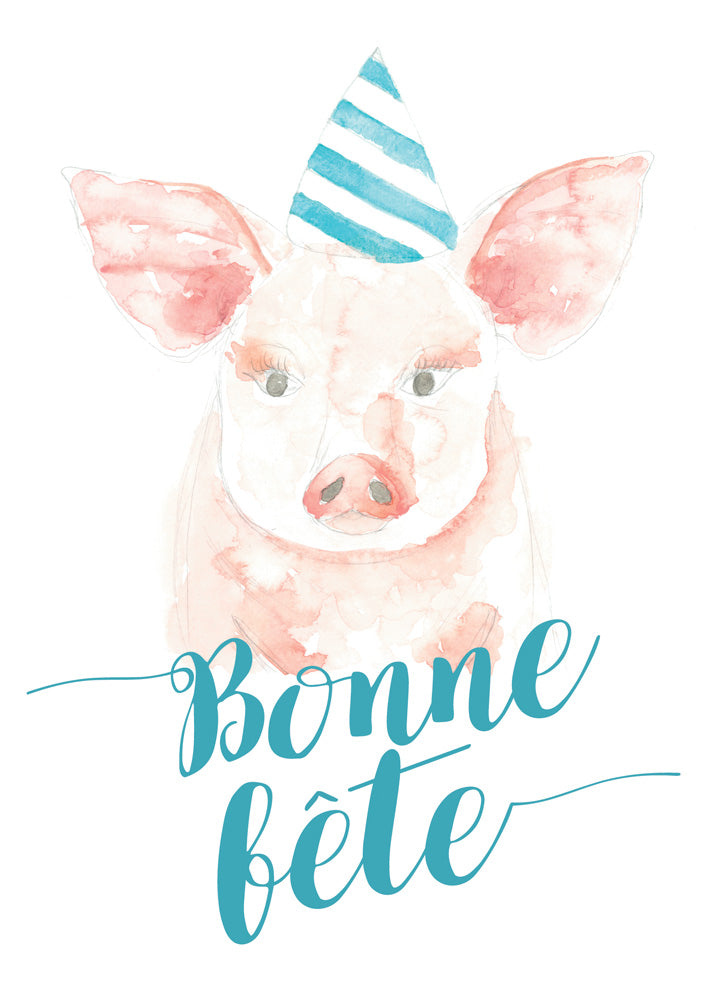 Carte avec illustration à l'aquarelle - Bonne fête!