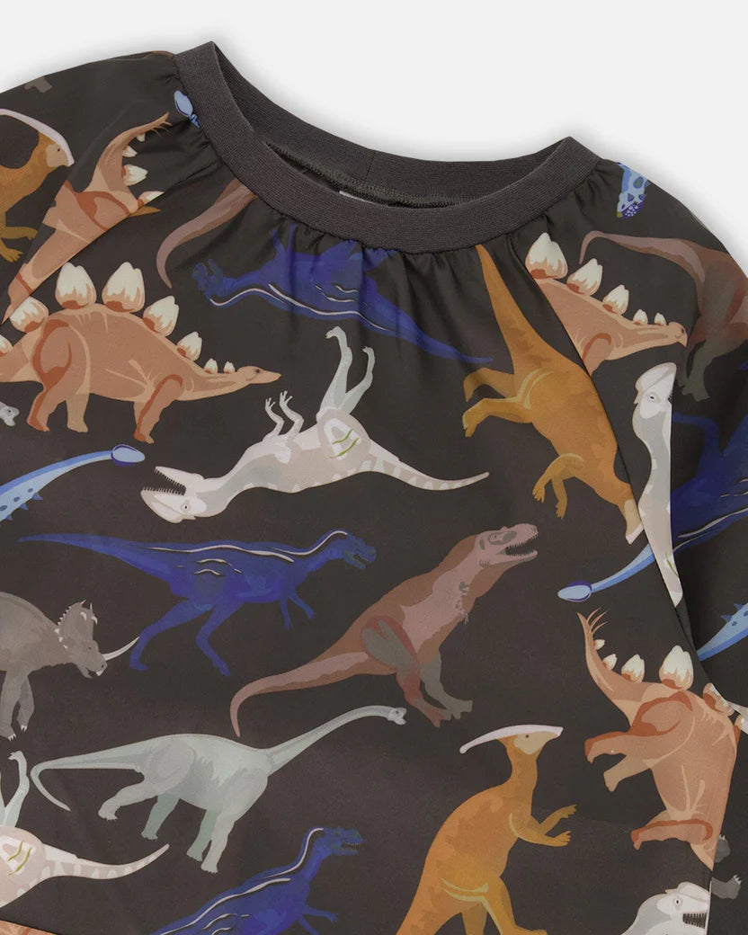 Tablier Scolaire Noir H20ZTA_026 - Imprimé Dinosaures