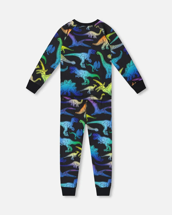 Pyjama Deux Pièces Noir Imprimé Dinosaures En Coton Biologique H20PB10-064 - 2 à 10 ans