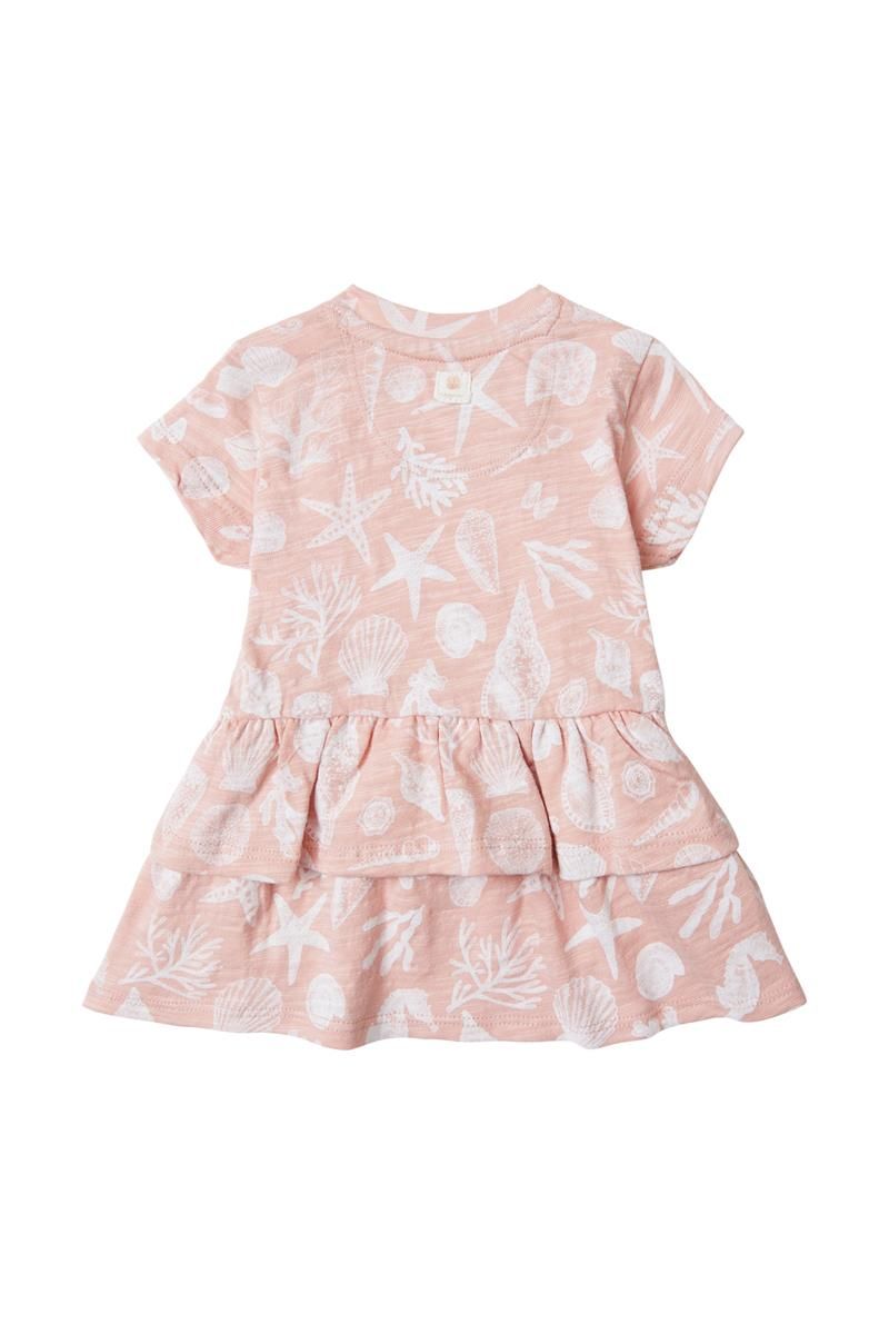 Ensemble robe à manche courte imprimé et legging rose (2 pcs.) 0 à 12/18 mois