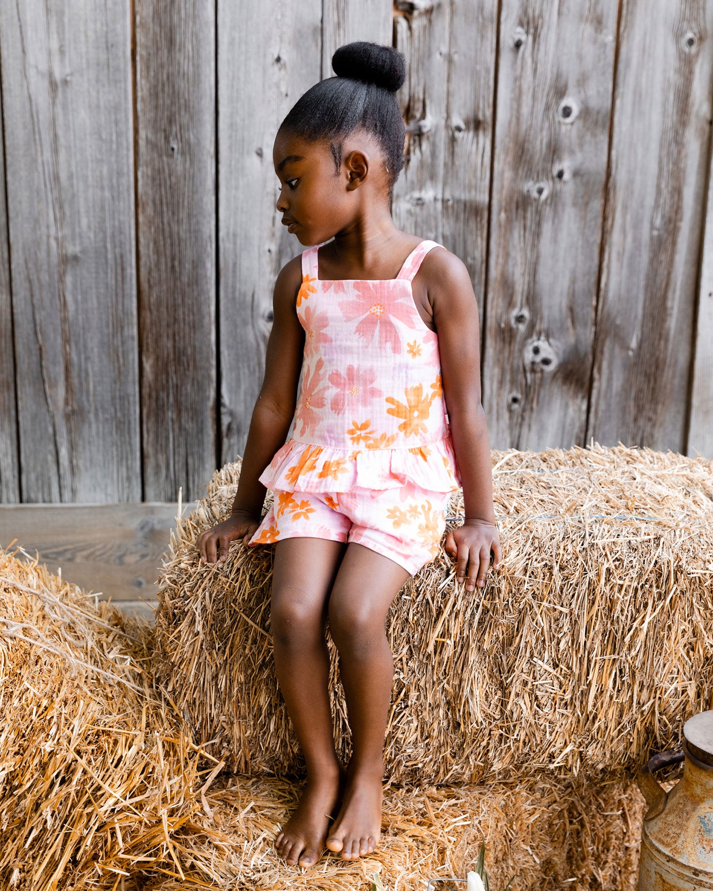 Ensemble culotte courte et camisole en mousseline de coton - G30E10_080 - 2 à 8 ans