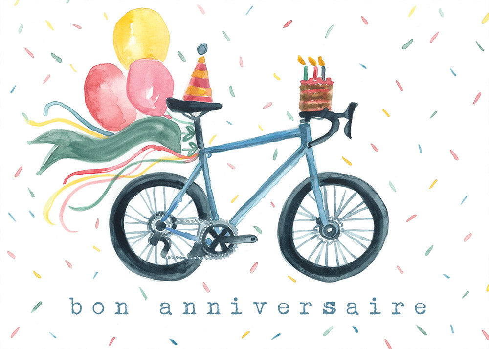 Carte avec illustration à l'aquarelle - Bon anniversaire!