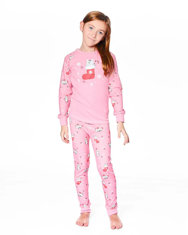 Pyjama Deux Pièces Rose Imprimé Chats En Coton Biologique H20PG10-040 - 2 à 10 ans