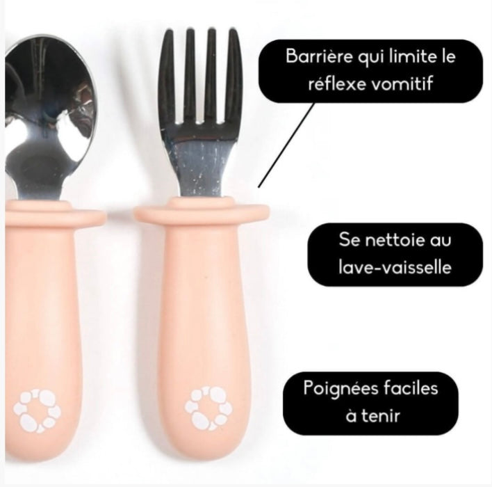 Duo cuillère et fourchette d’apprentissage - Pêche