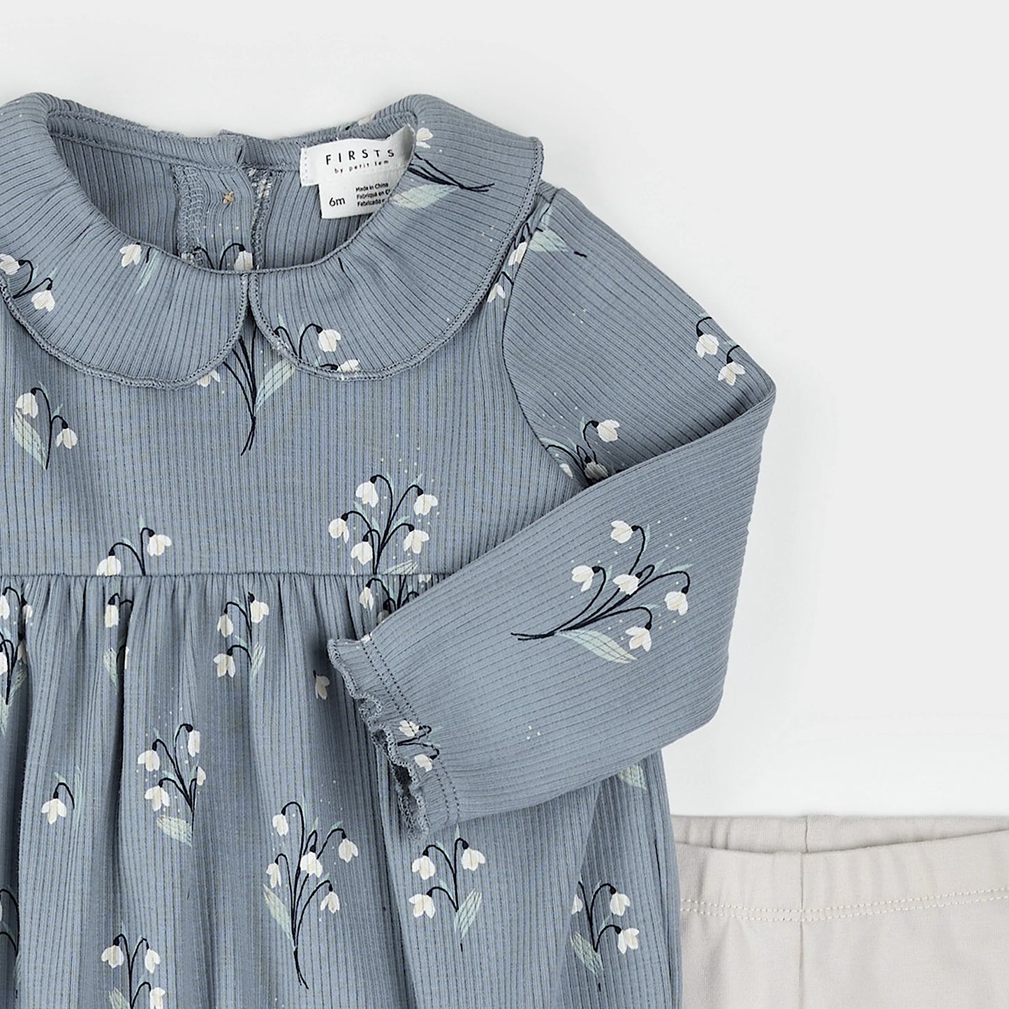 Ensemble 2 pièces robe et legging - Fleurs/Bleu - 3 à 24 mois