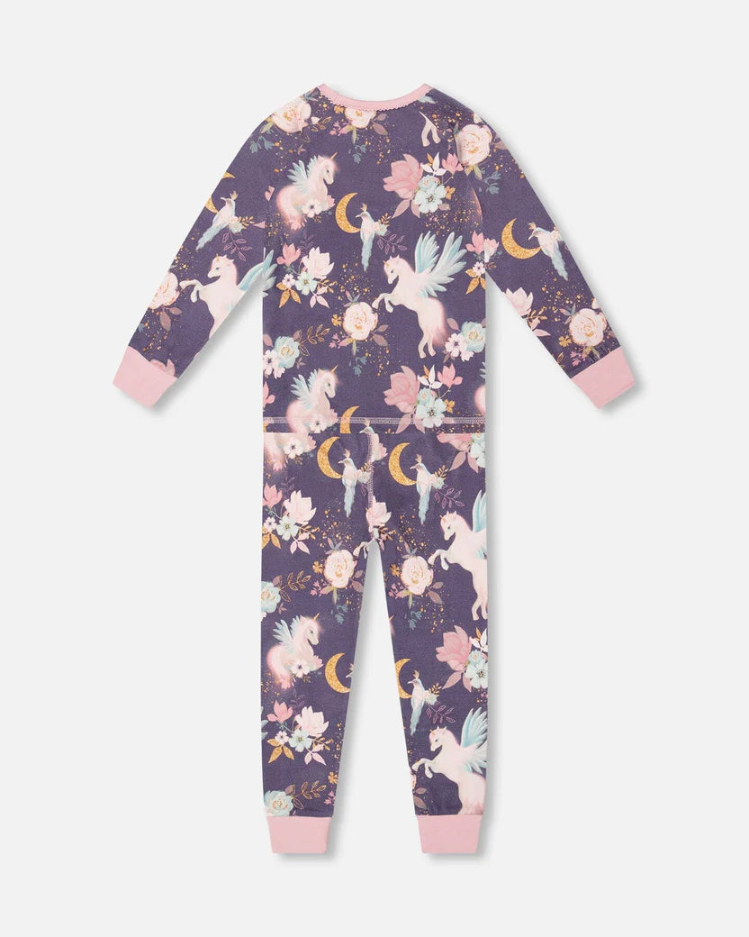 Pyjama Deux Pièces Imprimé Licornes Aquarelles En Coton BiologiqueH20PG10-038 - 2 à 10 ans