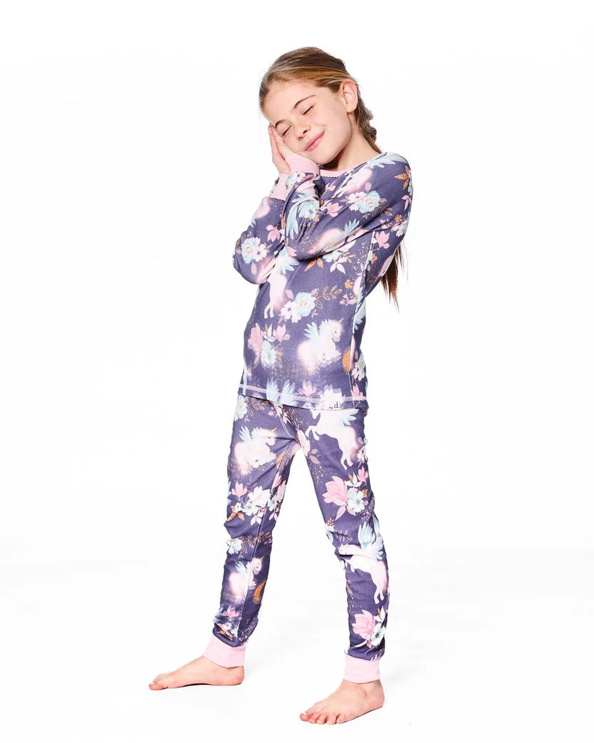 Pyjama Deux Pièces Imprimé Licornes Aquarelles En Coton BiologiqueH20PG10-038 - 2 à 10 ans