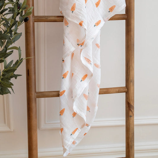 Couverture mousseline de coton - Carottes