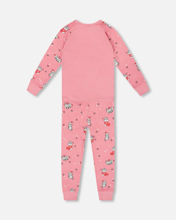 Pyjama Deux Pièces Rose Imprimé Chats En Coton Biologique H20PG10-040 - 2 à 10 ans