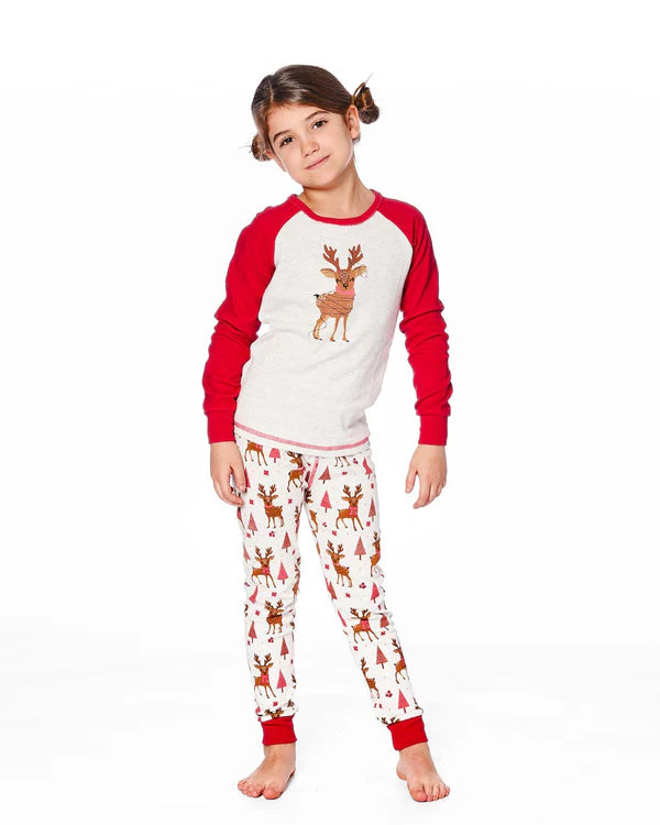 Pyjama Deux Pièces Beige Imprimé Rennes En Coton Biologique H20PB10-068 - 2 à 10 ans