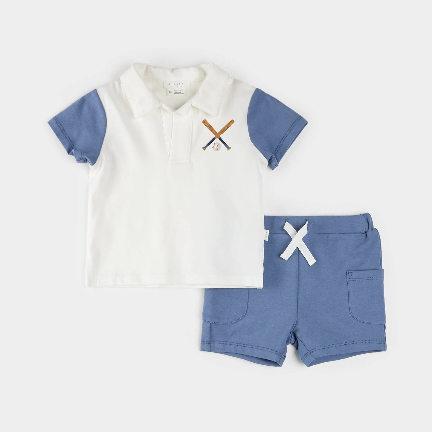 Ensemble 2 pièces polo et culotte courte - Bleu - 3 à 24 mois