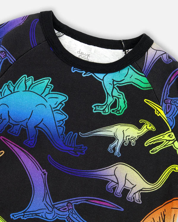Pyjama Deux Pièces Noir Imprimé Dinosaures En Coton Biologique H20PB10-064 - 2 à 10 ans