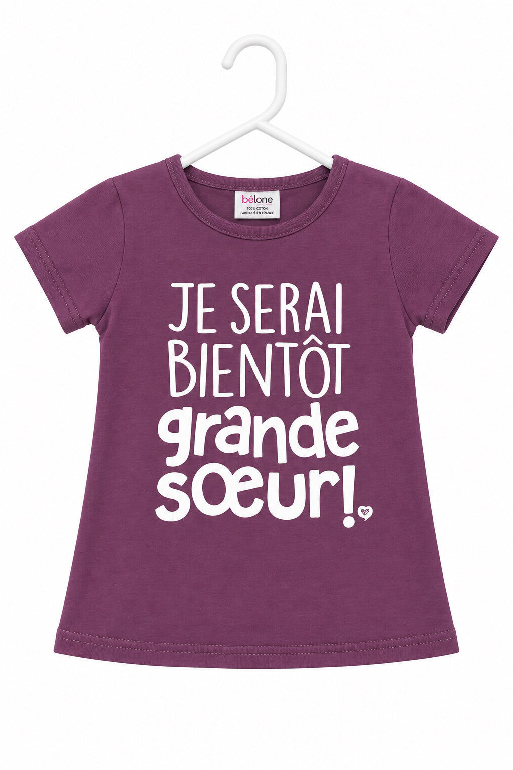 T-shirt " Je serai bientôt grande soeur - Mauve