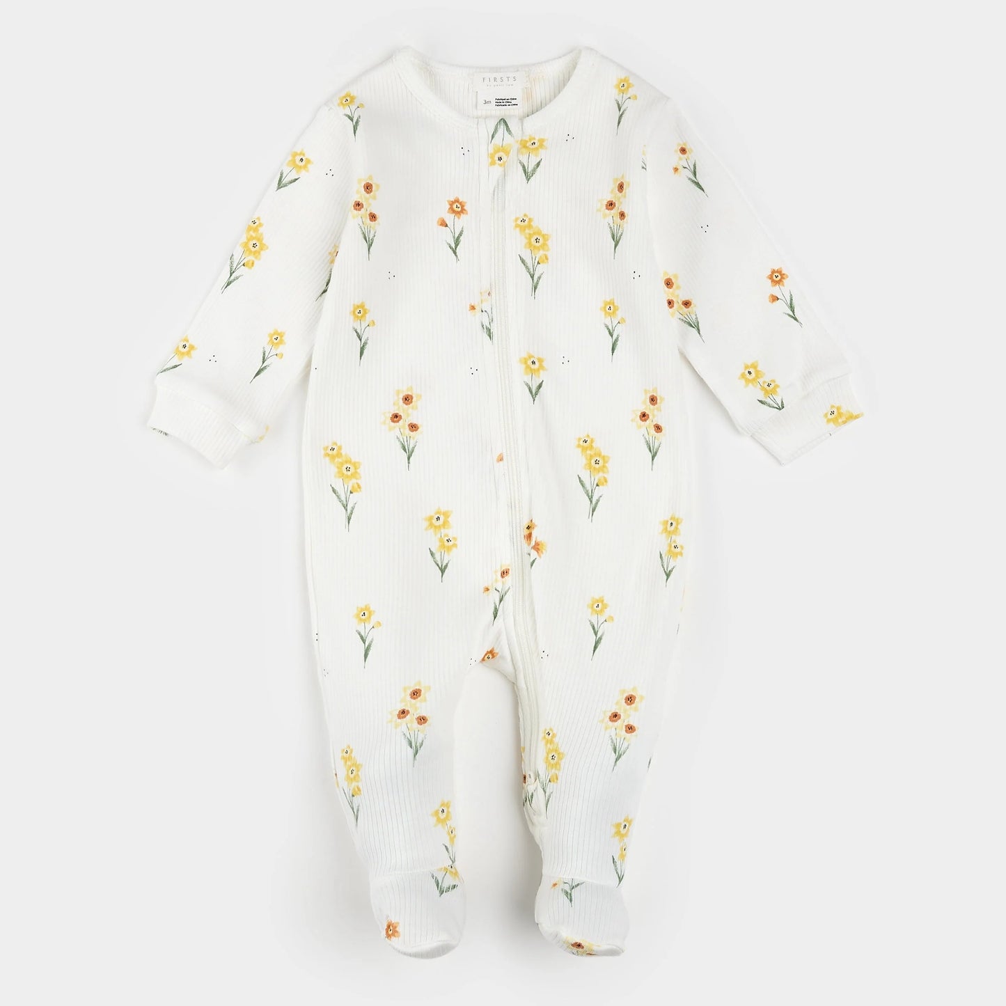 Dormeuse à pieds à imprimé de jonquilles- Nouveau-né à 12 mois