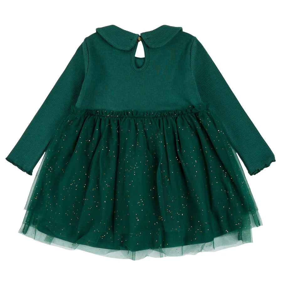 Ensemble Robe à Volants, Bandeau et Collants - Vert Sapin - 3 à 24M