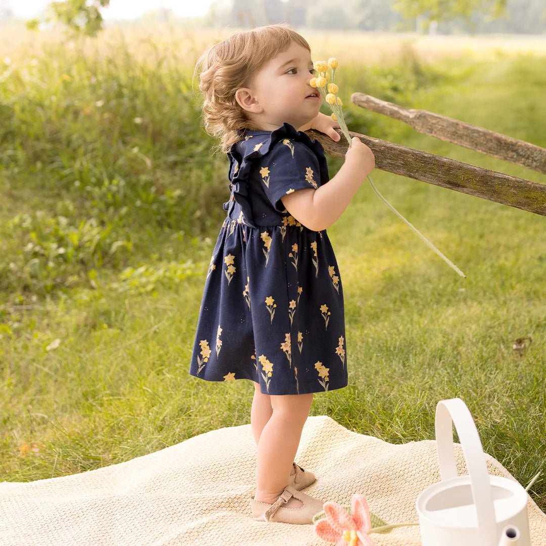 Robe imprimé de jonquilles - Marine - 3 à 24 mois